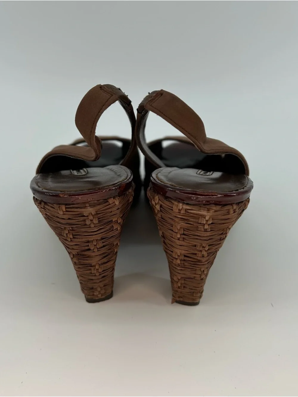 Donald J. Pliner Myzie Brown Open-Toe Slingback Wedges